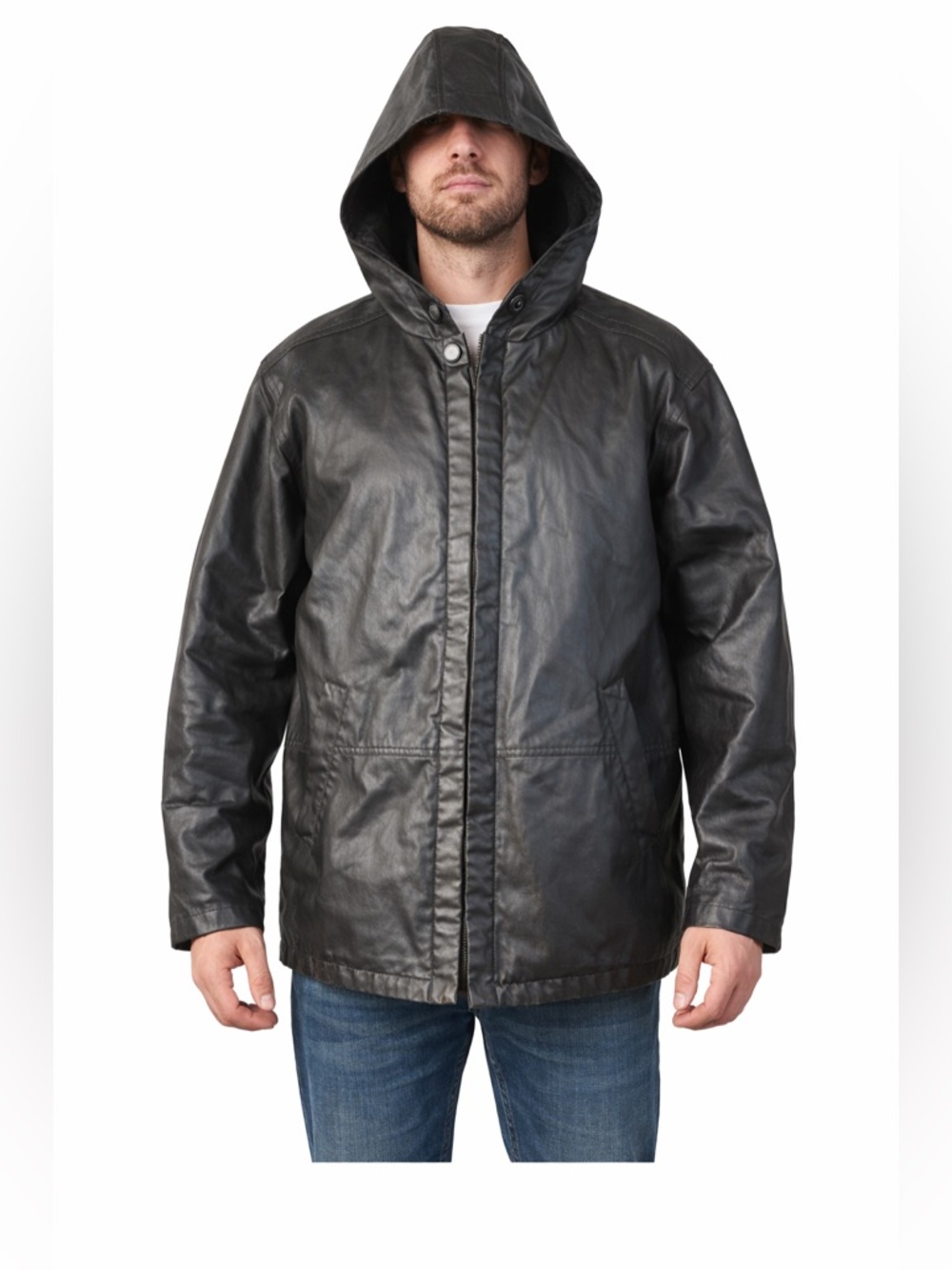 Vintage Rugged 90’s Westland Inc Black Hooded Utility Jacket Heavy Zip Men’s L